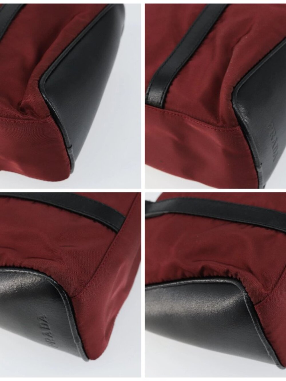 PRADA Hand Bag Nylon Bordeaux Silver Auth am10143 - Picture 15 of 16